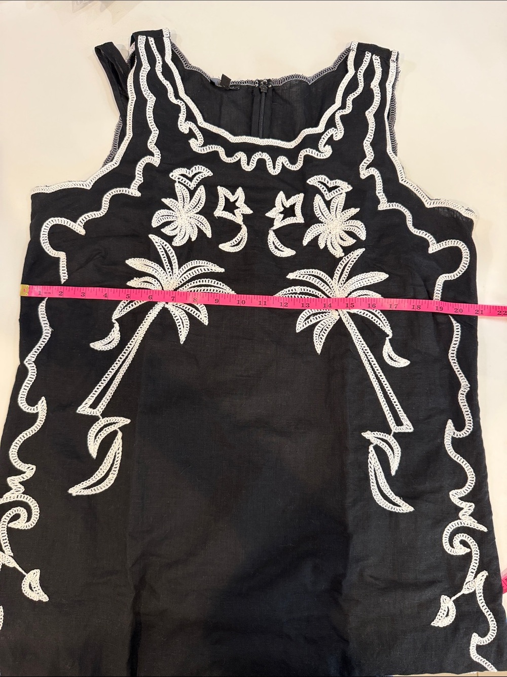 TALBOTS EMBROIDERED LINEN COTTON SHIFT DRESS | Size 12 - Picture 13 of 14